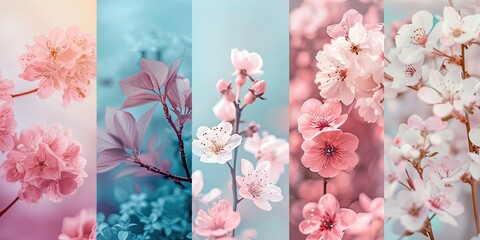 Various kinds of pink flowers.