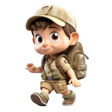 3d cute little army boy png / transparent