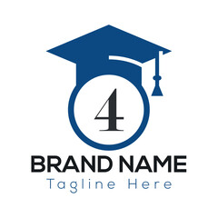 Education Logo On Letter 4 Template. Initial Educational Sign Concept Template	