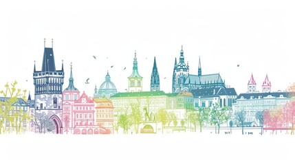 Obraz premium Artistic illustration of Prague city. Czech Republic in Europe.