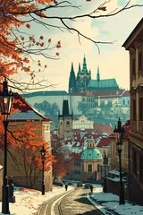 Rolgordijnen Artistic illustration of Prague city. Czech Republic in Europe. © Joyce