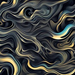 Gold smoke abstract pattern on black with aqua blue accent color 