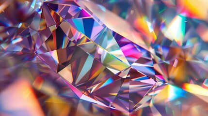 An HD image showcasing the prismatic brilliance of a multifaceted diamond, refracting light into a mesmerizing spectrum of colors. - obrazy, fototapety, plakaty