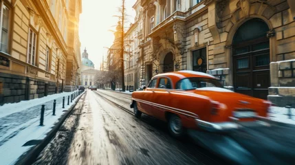 Foto op Plexiglas Vintage car in the street of Prague. Czech Republic in Europe. © Joyce