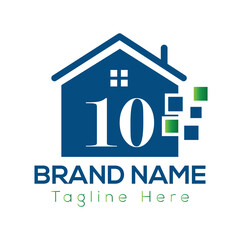 Home Logo On Letter 10 Template. Initial Home Sign Concept Template	