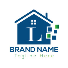 Home Logo On Letter L Template. Initial Home Sign Concept Template	