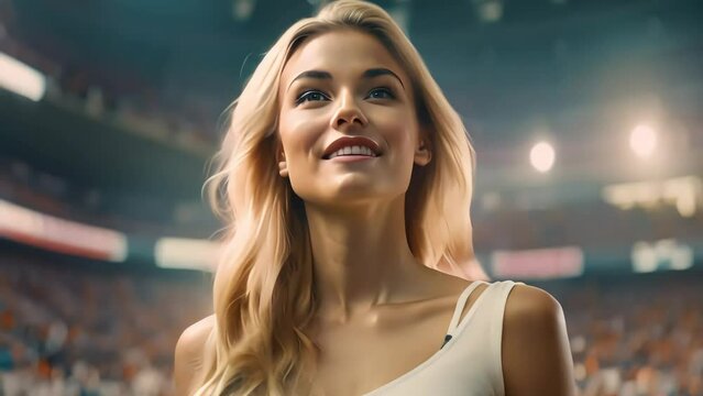 image of an attractive girl as a soccer fan, sports fans, Generative AI	
