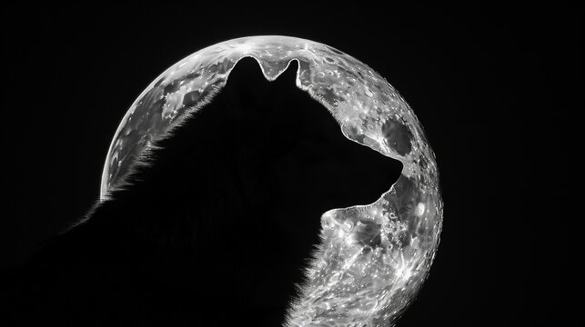 Lunar embrace Conceive a wolf merging with a moon becoming an embodiment of nocturnal mysticism and lunar energy
