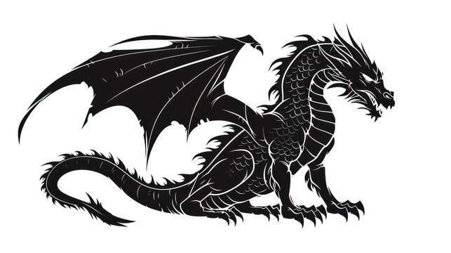 Vector illustration clipart of dragon over white background.