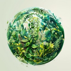 environmental protection globe globe, in the style of abstracted botanical illustrations
