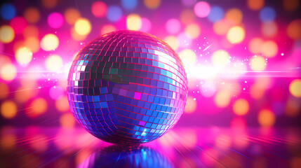 Obraz premium Vibrant glowing disco sphere