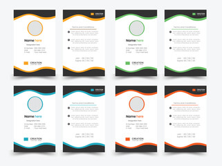 Creative simple vector abstract ID card design with four color variations set of 4 collection corporate business id card design template, employee id card design.