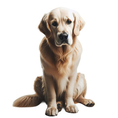 Golden Retriever Dog Sad or Depressed Isolated on Transparent Background