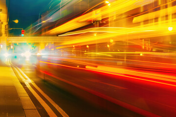 Fototapeta na wymiar Night traffic. Colorful light trails. Long exposure. Background image. Created with Generative AI technology