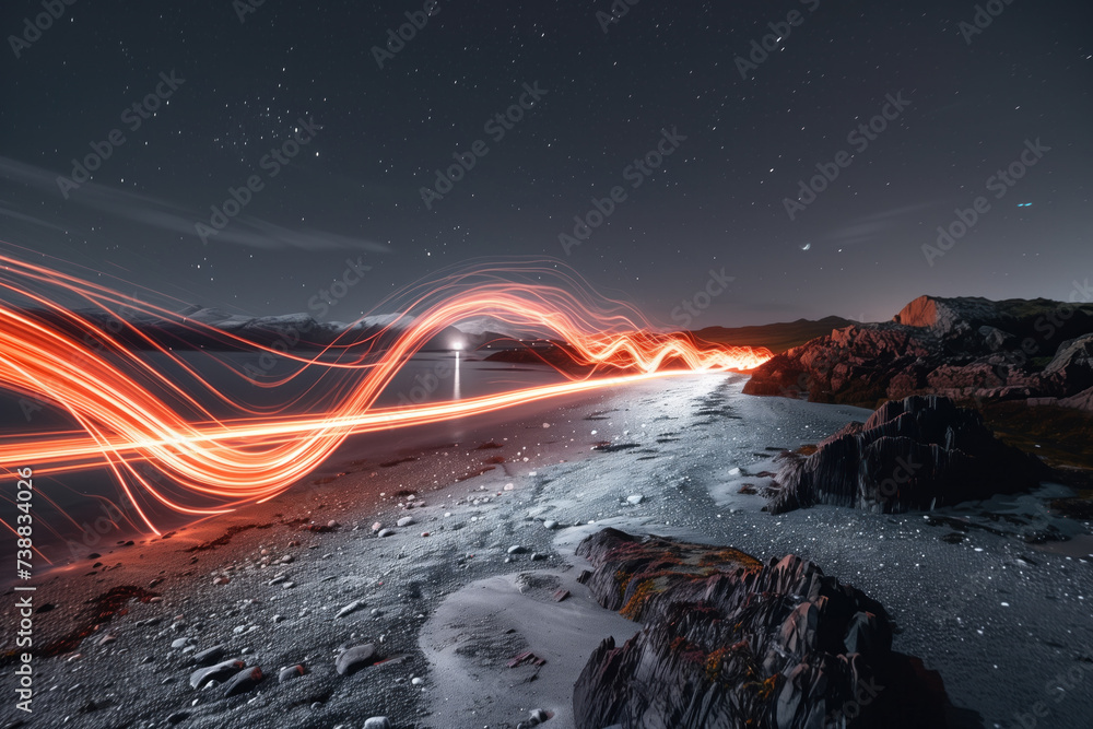 Poster speed motion blur. colorful light trails. abstract background image. created with generative ai tech