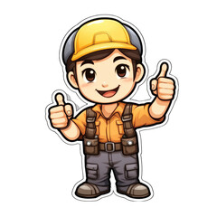 Fototapeta premium 3d cute little worker png / transparent