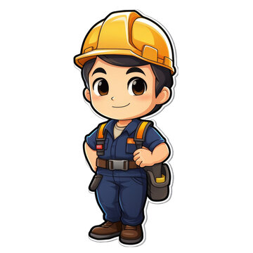 3d cute little worker png / transparent