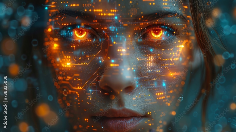 Poster An AI (Artificial Intelligence) concept. A deep learning algorithm. A GUI (Graphical User Interface).