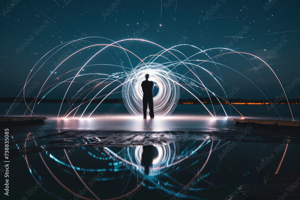 Fototapete speed motion blur. colorful light trails. abstract background image. created with generative ai tech