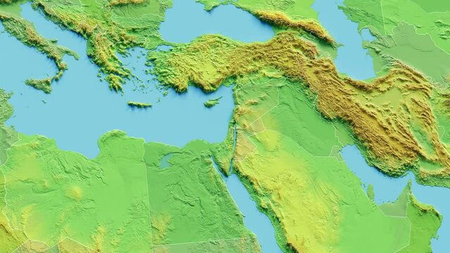Palestine Map 3D animated with Borders