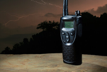 Display on a two way radio with storm alert