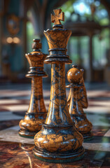 Fototapeta premium Chess pieces on chessboard