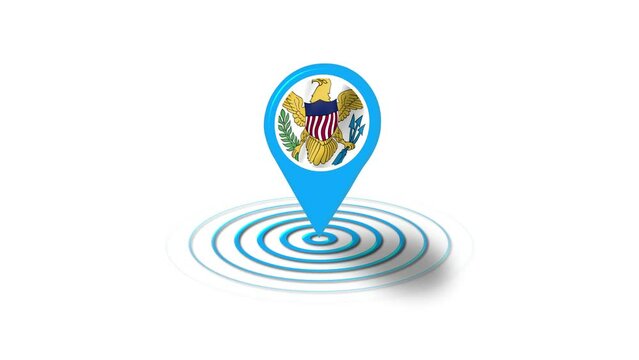 United States Virgin Islands flag icon 3d GPS location tracking animation in white background