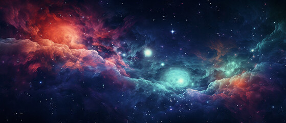 Obraz na płótnie Canvas A mesmerizing digital depiction of a galaxy, showcasing swirling patterns and vibrant colors.