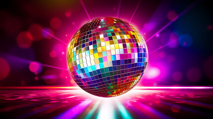 Obraz premium Vibrant glowing disco sphere