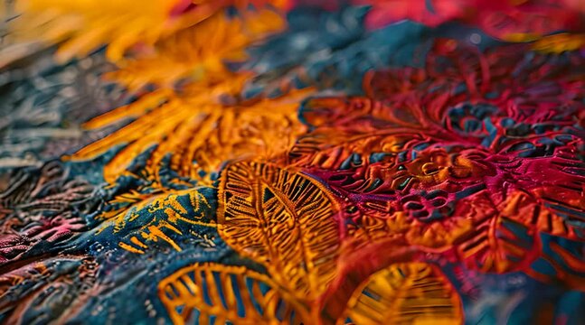 a close up of a colorful piece of art