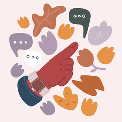 Vector illustration of female hand pointing upwards