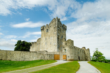 Ross Castle, 15th-century tower house and keep on the edge of Lough Leane, in Killarney National...