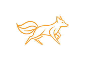 Simple running fox logo, vector isolated on white