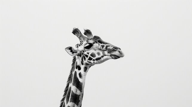 giraffe towering gracefully on a white backdrop