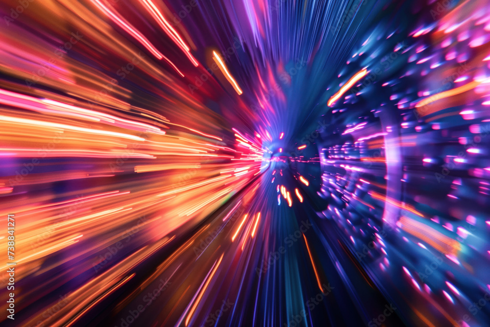Poster speed motion blur. colorful light trails. abstract background image. created with generative ai tech