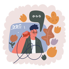 Vector illustration of Human ear and paper cup