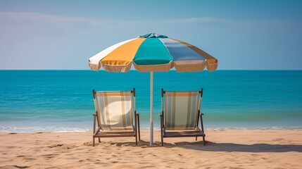 chairs and umbrella on a beach