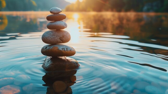 Mental well-being, featuring guided meditation and relaxation techniques in a serene natural setting.