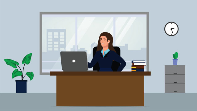 Women Working In Office Vector illustration