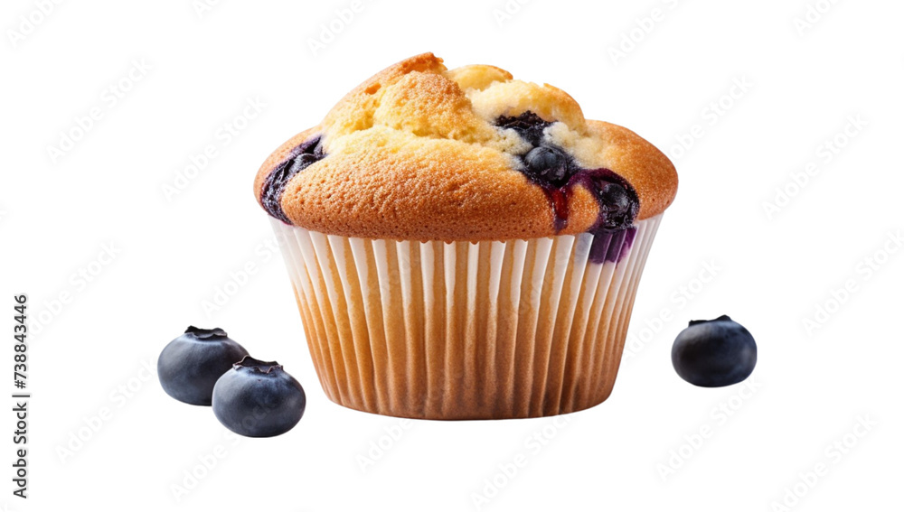 Poster blueberry muffin isolated on a white background with clipping path.
