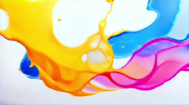 Colorful water colors wavey  splashes on white background