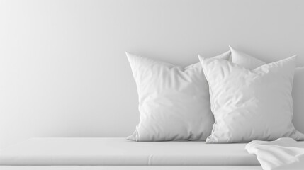 Fototapeta na wymiar Clean white pillows on white. Close-up.