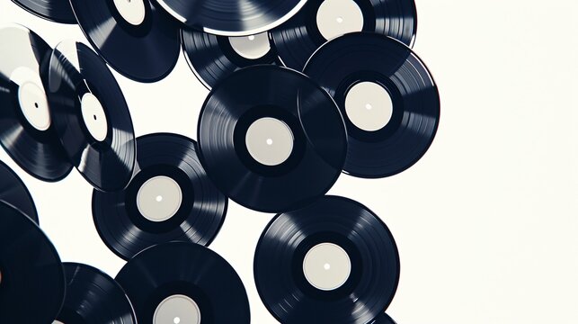 a pile of black vinyl records