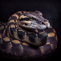 Fototapeta premium Captivating Close-Up of a Amethystine Python in Studio Lighting