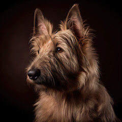 Elegant Berger Picard Dog Portrait in Studio with Dramatic Lighting