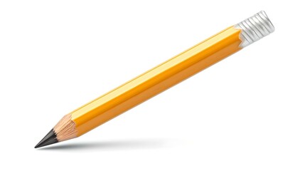 Bright yellow pencil isolated on white. classic stationery item for writing, drawing. office and school supplies concept. AI