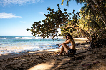 woman posing on paradise beach