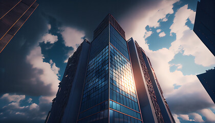 Tall building and behind it a beautiful and sky natural background, Ai generated image