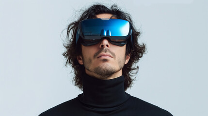 Modern Man Experiencing Virtual Reality - Virtual Reality Glasses - VR Glasses - Technology