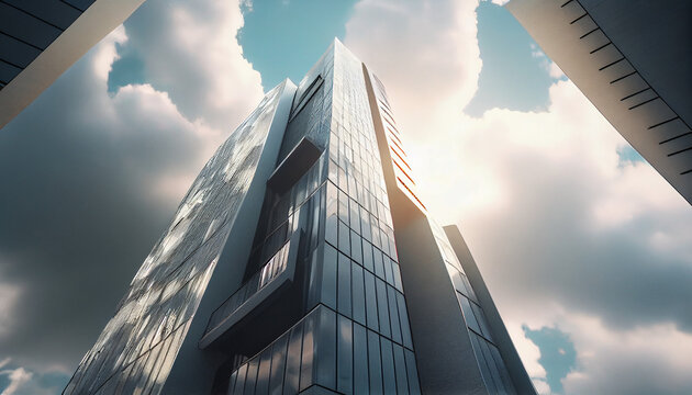 Tall building and behind it a beautiful and sky natural background, Ai generated image